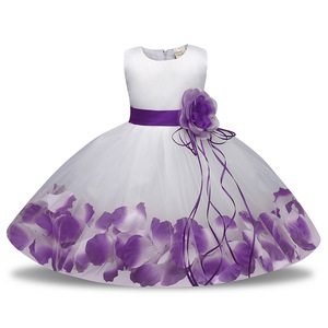 <strong>Kids</strong> Tales Cross-Border Children's <strong>Dress</strong> with Petal Hem Tutu Skirt Satin Baby Princess Formal Style Bow Decoration for Summer - Product Image 4