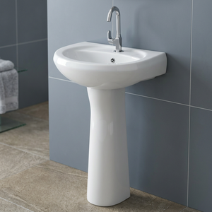 Vistaar OEM Slim Oval Ceramic Pedestal Wash Basin Easy Clean Modern Design Bathroom Sanitary Ware - Product Image 1