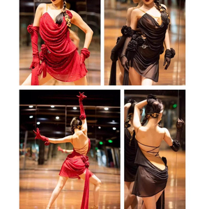 Vestido de Baile Latino Brillante para Mujer, Sin Mangas, Espalda Descubierta, Cintura Ajustada, Traje para Cha Cha, <span class=keywords><strong>Tango</strong></span> y Salsa - Product Image 6