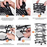 Chariot de Présentation Pliant Moderne pour Supermarché, Panier de Rangement pour Fruits et Légumes avec Roues
