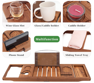 ถาดวางอ่างอาบน้ำไม้สักคุณภาพพรีเมียม ทนทาน ขยายได้ ป้องกันการลื่น ปลอดภัยต่อสิ่งแวดล้อม อุปกรณ์เสริมห้องน้ำสุดหรู เหมาะสำหรับเป็นของขวัญวันเกิด - Product Image 5