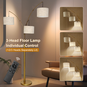 Lámpara de Pie Anrotix de Acero Inoxidable Estilo Mid-Century, Regulable, Base E26, 3 Bombillas LED, Color Beige, 3000LM, Alto Brillo, CRI 90, Táctil - Product Image 1