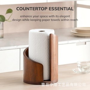 Wooden Toilet <b>Paper</b> Holder Circular Pivoting Natural Wood <b>Color</b> For Bathroom Kitchen Use - Product Image 3