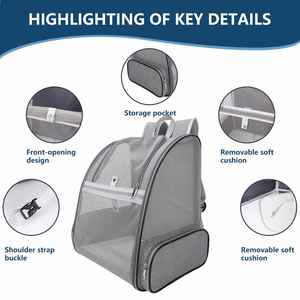 Sac à dos pour animaux de compagnie en tissu Oxford à mailles ventilées, pliable, pour les voyages, avec design respirant - Product Image 2