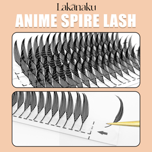 Lakanaku mới đến Lash mở rộng 3D PREMADE khối lượng người hâm mộ W lông mi thoải mái khối lượng mới lông mi tự nhiên W Anime Spire Lash - Product Image 4