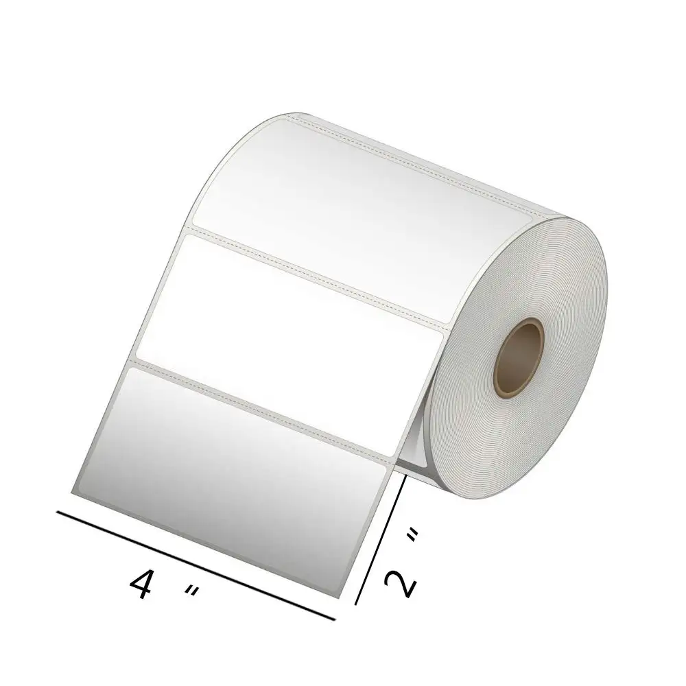 Etiquetas de transferência térmica de polipropileno 4" x 2", etiquetas adesivas para envio, 500 etiquetas por rolo, impressão de código de barras, adesivos térmicos