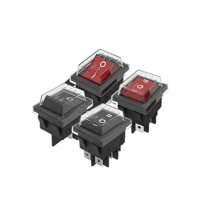 Rocker switch with transparent dust cover, waterproof and dustproof KCD4, 4-pin, 6-pin, with light power switch 20A 250V