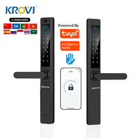 Cerradura Inteligente para Puerta Exterior KROVI XC06, Impermeable, de Aleación de Aluminio, Digital, Multi-idiomas, Alta Seguridad, con Huella Dactilar, Código, Tarjeta y Llave