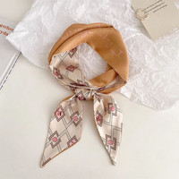 Doux Fleur Imprimé Long Ruban Soie Satin Écharpe Sac Cravate Femmes Foulards Bandeau Dame Foulard Rubans