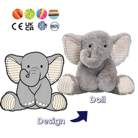 Ours en peluche OEM avec oreilles volumineuses, gris, pour anniversaire, poupée en peluche, jouet en peluche