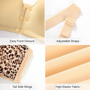 Sujetador sin aros de talla grande A-G con estampado de leopardo, tirantes ajustables y cierre frontal push-up para mujer, moda de verano - Product Image 5