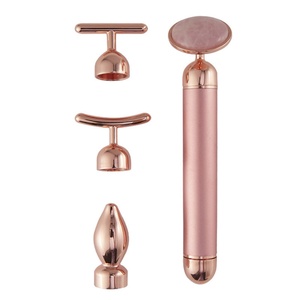 Barre de beauté énergétique en quartz rose et or, masseur vibrant pour le visage, rouleau de jade pour le soin de la peau - Product Image 1