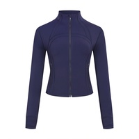 En stock, veste courte de yoga et de course pour femmes, coupe ajustée, extensible, respirante, légère, en spandex/nylon