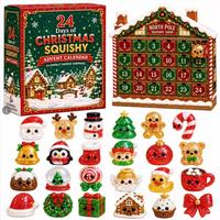 Calendrier de l'Avent de Noël 24 Jours : Boîte Surprise Scintillante et Moelleuse – Jouets Squishies Mignons pour le Compte à Rebours des Fêtes – Cadeau de Noël