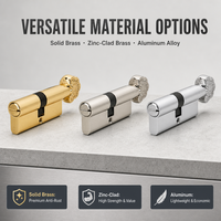 Cylindre de serrure 50/60/70/80 mm Euro Mortise en zinc pour porte intérieure
