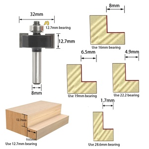 Juego de brocas de enrutador con 5 rodamientos ajustables, brocas de corte de ranura, puntas de carburo, 2 unidades - Product Image 4