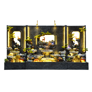 Retro Rockery Square Double-Sided Eco-Friendly Resin Landscape Fountain LED <b>Lights</b> Mist Indoor/<b>Outdoor</b> Easter Pine <b>Tree</b> - Product Image 2