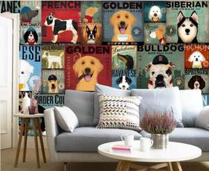 <span class=keywords><strong>Papier</strong></span> <span class=keywords><strong>peint</strong></span> en tissu personnalisé pour salon, dessin animé drôle, <span class=keywords><strong>chien</strong></span> - Product Image 3