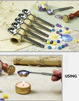 Cuillère à cire en métal argenté en gros pour la cire à cacheter, outil de fusion de cire en acier inoxydable pour les loisirs créatifs, kit de tamponnage pour invitations de mariage
