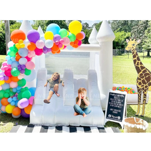 Castillo Inflable Blanco para Bodas, Niños y Adultos, con Piscina de Pelotas y Tobogán, para Fiestas y Eventos - Product Image 1