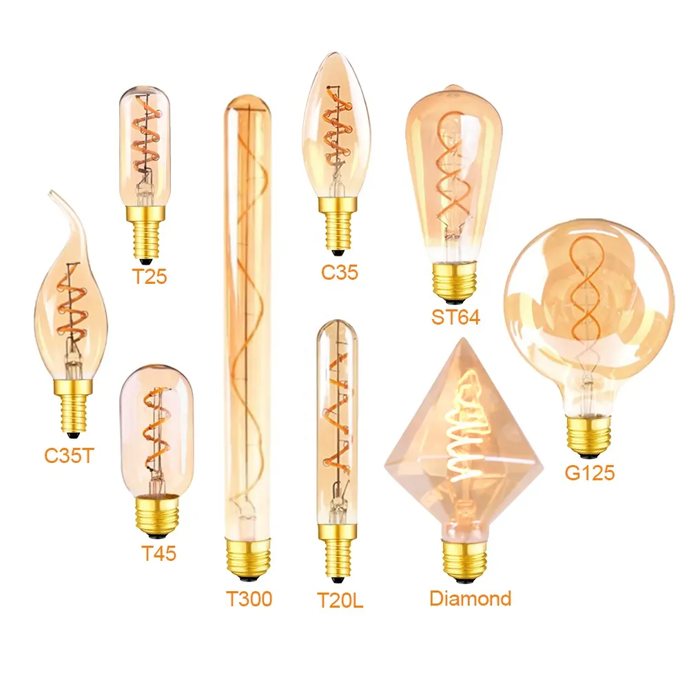 E14 LED Dimmbare Lampe C35 A60 Spiral leuchten Glühlampen LED E27 220V 4W 2200K Vintage Lampen Dekorative Beleuchtung Edison Lampen