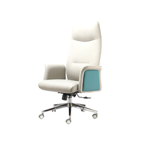 Chaise de bureau exécutive moderne en cuir PU de qualité supérieure, ergonomique, pivotante, réglable en hauteur, avec structure en bois et base cantilever en acier, pour bureau à domicile