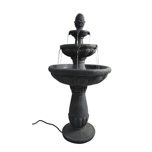 מזרקת מים חיצונית בעבודת יד, בעלת 3 קומות, מופעלת באנרגיה סולארית, עם קישוט אננס משרף, לעיצוב פטיו וחצר. - Product Image 5