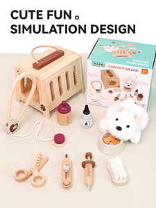Jouet <span class=keywords><strong>de</strong></span> rôle pour enfants, ensemble <span class=keywords><strong>de</strong></span> <span class=keywords><strong>docteur</strong></span> en bois pour animaux <span class=keywords><strong>de</strong></span> compagnie, simulation <span class=keywords><strong>de</strong></span> soins aux chiens, jouets éducatifs en bois pour enfants - Product Image 2