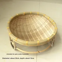 Panier pour chat multifonctionnel de style américain en bambou naturel robuste de qualité supérieure de petite taille de 12 pouces, capacité de charge de 5 kg