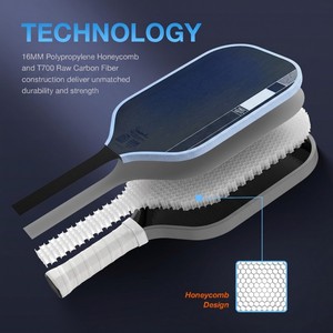 Raquette de pickleball professionnelle en fibre de carbone USAPA Approved Pro V T700 avec noyau en nid d'abeille en polypropylène <span class=keywords><strong>pour</strong></span> un spin et une cohérence ultimes - Product Image 4