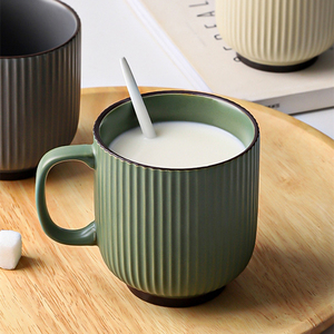 Taza de Café de Cerámica de Gran Capacidad Estilo Nórdico, Taza de Leche para <span class=keywords><strong>Desayuno</strong></span>, Taza de Té con Rayas Verticales, para Hogar, Oficina, Hotel, Restaurante - Product Image 6