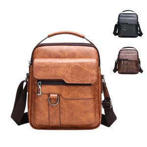 Borsa a Spalla Antifurto in <span class=keywords><strong>Pelle</strong></span> PU Vintage all'Ingrosso, Borsa a Tracolla da <span class=keywords><strong>Uomo</strong></span> per Esterno Impermeabile - Product Image 1
