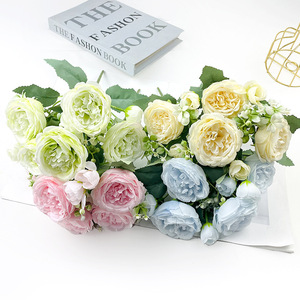 ช่อดอกไม้ผ้าไหม 5 หัว ดอกโบตั๋นเปอร์เซีย 30 ซม.-100 ซม. สีชมพู สีแชมเปญ สีพีช สีฟ้า สีขาว ของตกแต่งบ้าน อุปกรณ์ประกอบงานแต่งงาน - Product Image 3