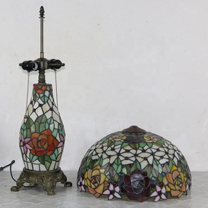 Lampada da Tavolo Classica Europea Mediterranea LongHuiJing, Ecologica, Flessibile e Regolabile, con <span class=keywords><strong>Paralume</strong></span> in Vetro Colorato Rosa, LED AC - Product Image 5