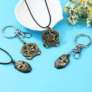 4 Nuevos Diseños de Alta Calidad, Collar y Llavero de Metal con Pentagrama de Piedra Retro de Anime <span class=keywords><strong>Jojo</strong></span>, Accesorios para Mochila - Product Image 4