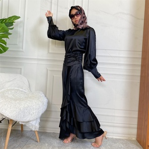2237# Elegant New Design Top and Skirt One Set Thick Satin Fashion Long Sleeve Modern Muslim Woman Clothing - Product Image 5