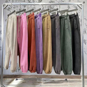 JT0966 de lujo para hombre de pierna recta French Terry pantalones de chándal de diseñador personalizado lavado con ácido de gran tamaño de peso pesado 400G cintura con logotipo personalizado - Product Image 1