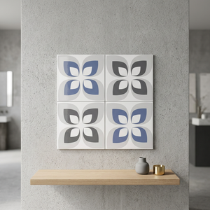 Carreaux de sol en céramique de porcelaine émaillée gris antidérapants pour intérieur, motif floral marocain moderne, 40x40cm, 10mm - Product Image 5