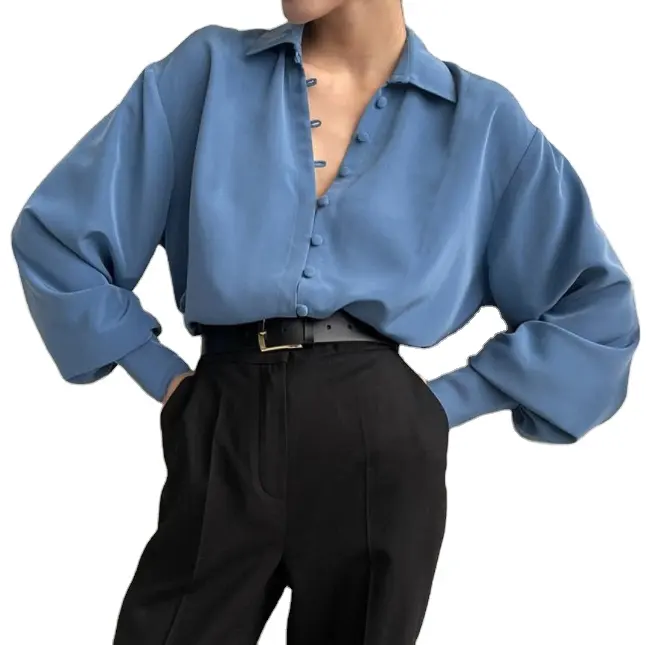 Camicie monopetto primavera camicetta manica lanterna donna nuovo Design camicie Casual Vintage da donna