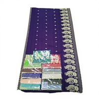Châle en mousseline de soie violet et or à motif cachemire avec bordure brodée de plumes, léger et respirant, pour femme, vente en gros, OEM ODM personnalisé