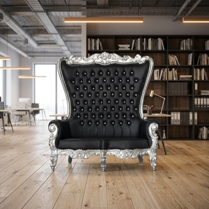 Hand Carved Midcentury Tufted Solid Wood Chair <b>Frame</b> with Fabric Cover for Living Room and Bedroom Furniture - Product Image 3