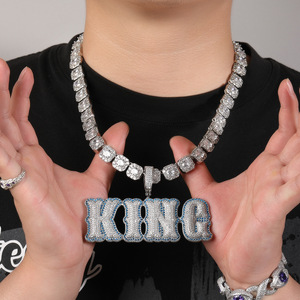 Hip Hop colorato Cz diamante personalizzato personalizzato bolla stile vittoriano lettera targhetta <span class=keywords><strong>collana</strong></span> pendente <span class=keywords><strong>con</strong></span> catena cubana - Product Image 4