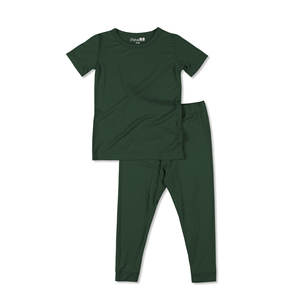 5% di bambù OEM camicia di Spandex tinta unita girocollo di bambù t-Shirt Set per bambini manica corta <span class=keywords><strong>pigiama</strong></span> - Product Image 5