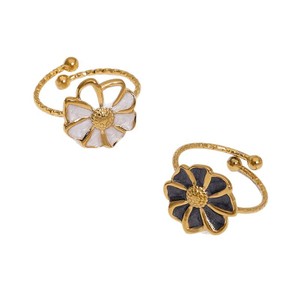 ZGBROTHERS JR1043 Vintage Oil Drop 18k Gold Plated Stainless Steel Flower <b>Ring</b> for Women Jewelry Wholesale - Product Image 5