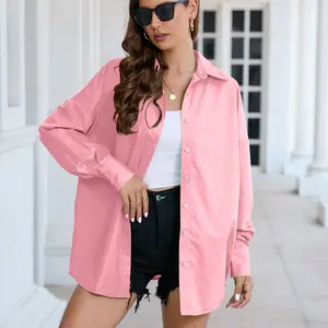 New Product Hot Selling Women's Formal Shirt Top Women's Long Sleeved Loose Button Shirt Support Custom Shirt