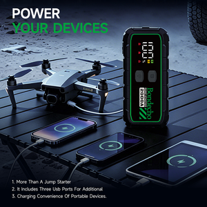 2000A 74Wh Smart Jump Starter,12V Portable Car <b>Battery</b> Booster With 3-Mode Light, Jumper <b>Cables</b> for up to 8.5L Gas/6.0L BE-T45 S - Product Image 2