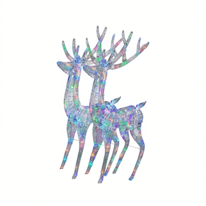 Juego de 2 luces acrílicas multicolor de renos navideños para decoraciones festivas - Product Image 1