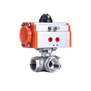 Válvula de Bola Neumática DN40 de 1.5 Pulgadas, Tres Vías, Puerto en L/T, 1000 WOG, Rosca NPT Alta, SS304 - Product Image 5