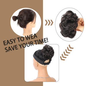 Peluca de moño con clip estilo europeo americano de 10 cm, fibra sintética Kanekalon, cabello rizado despeinado, extensión de cabello sin pegamento - Product Image 5