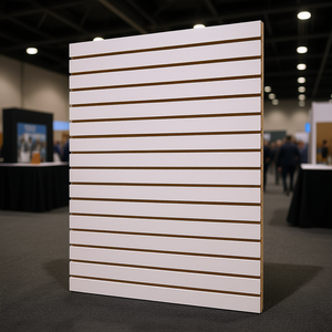 Panneau mural à lattes en MDF blanc 4x4 pieds, design modulaire à clipser pour présentoirs de salons professionnels - Product Image 2